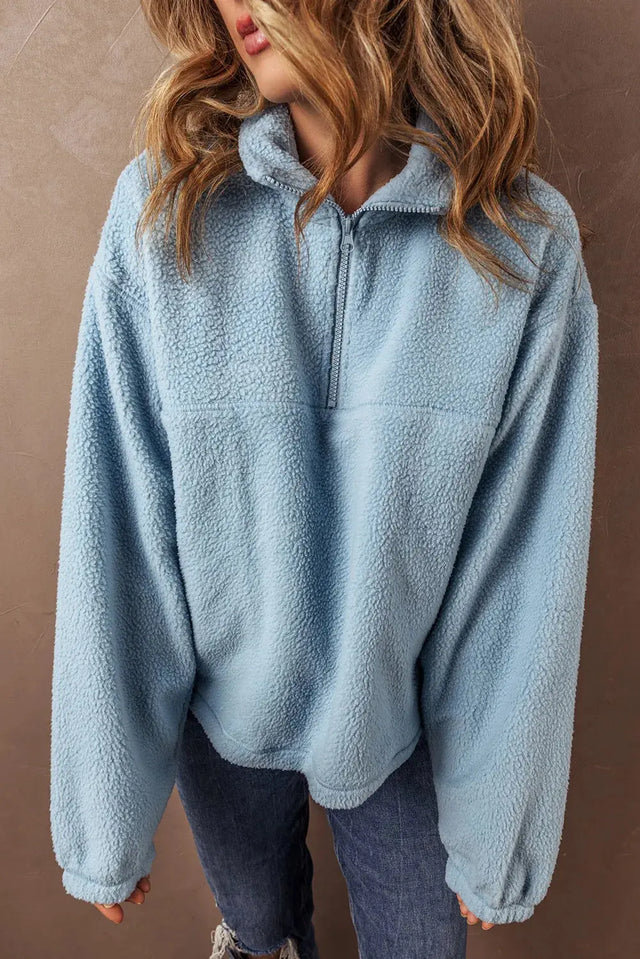 Half Zip Long Sleeve Sweatshirt Trendsi Hanalas