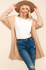 Haptics Stripe Textured Open Front Cardigan with Pockets Trendsi Hanalas