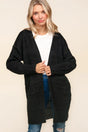 Haptics Stripe Textured Open Front Cardigan with Pockets Trendsi Hanalas