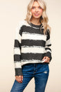 Haptics Striped Contrast Distressed Sweater Trendsi Hanalas