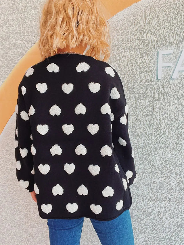 Heart Button Up Long Sleeve Cardigan Trendsi Hanalas