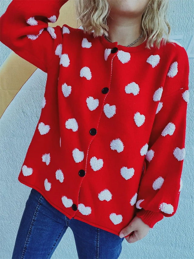 Heart Button Up Long Sleeve Cardigan Trendsi Hanalas