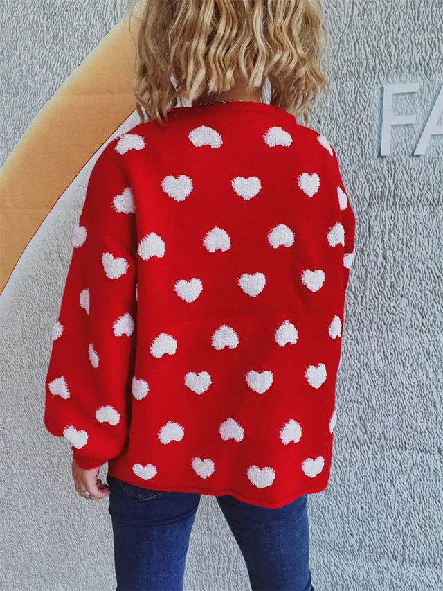 Heart Button Up Long Sleeve Cardigan Trendsi Hanalas