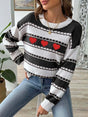 Heart Round Neck Long Sleeve Sweater Trendsi Hanalas