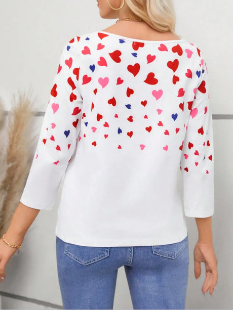 Heart Round Neck Long Sleeve T-Shirt Trendsi Hanalas