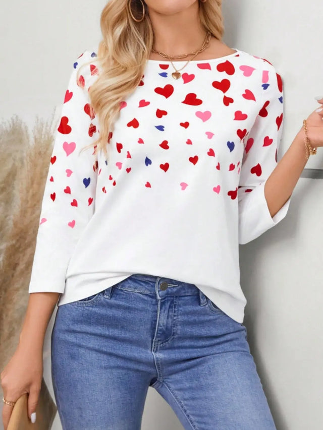 Heart Round Neck Long Sleeve T-Shirt Trendsi Hanalas