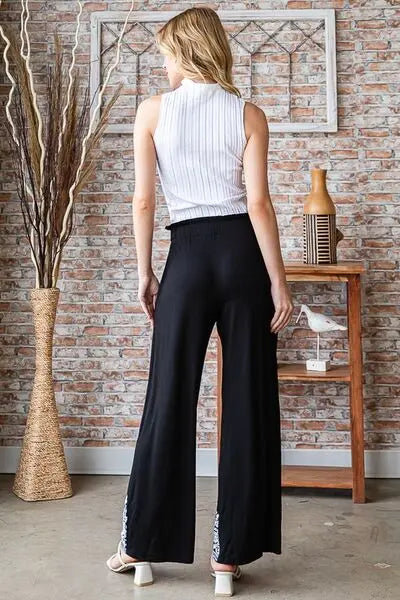 Heimish Full Size Solid Damask Casual Pants Plus Size | Hanalas