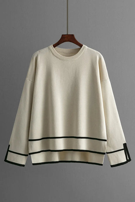 High-Low Round Neck Top and Pants Sweater Set | Hanalas