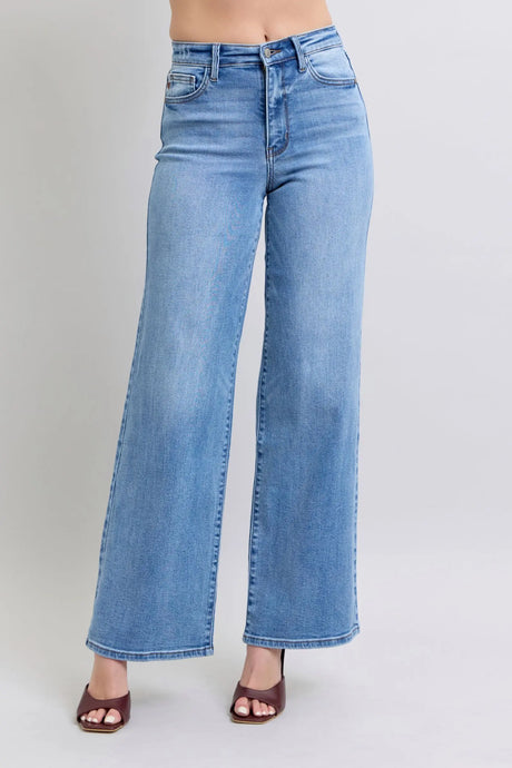 Judy Blue Full Size Wide Leg Jeans with Pockets | Hanalas
