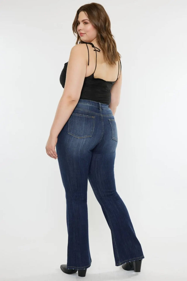 Kancan Full Size Mid Rise Slim Flare Jeans Trendsi Hanalas