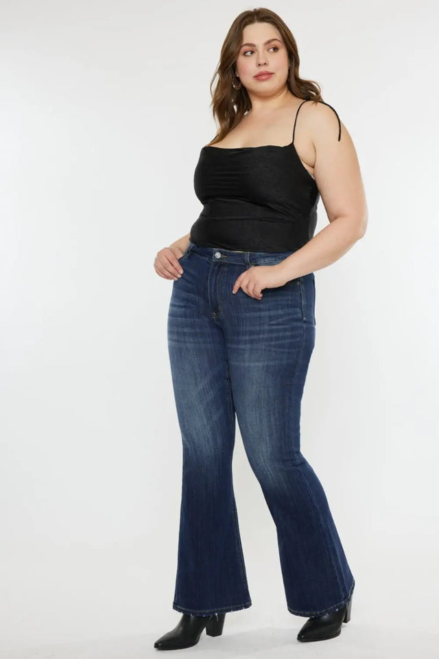 Kancan Full Size Mid Rise Slim Flare Jeans Trendsi Hanalas