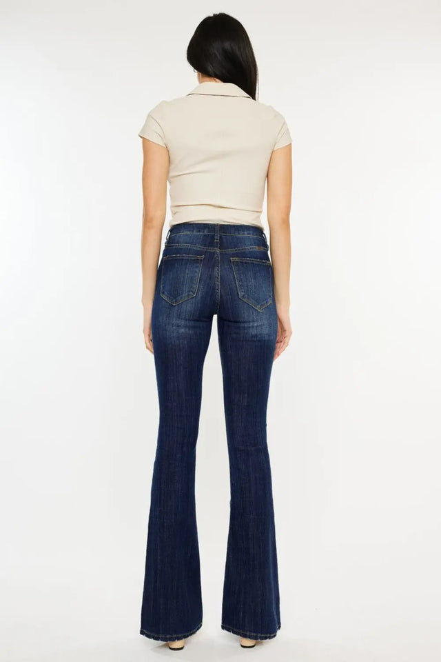 Kancan Full Size Mid Rise Slim Flare Jeans Trendsi Hanalas