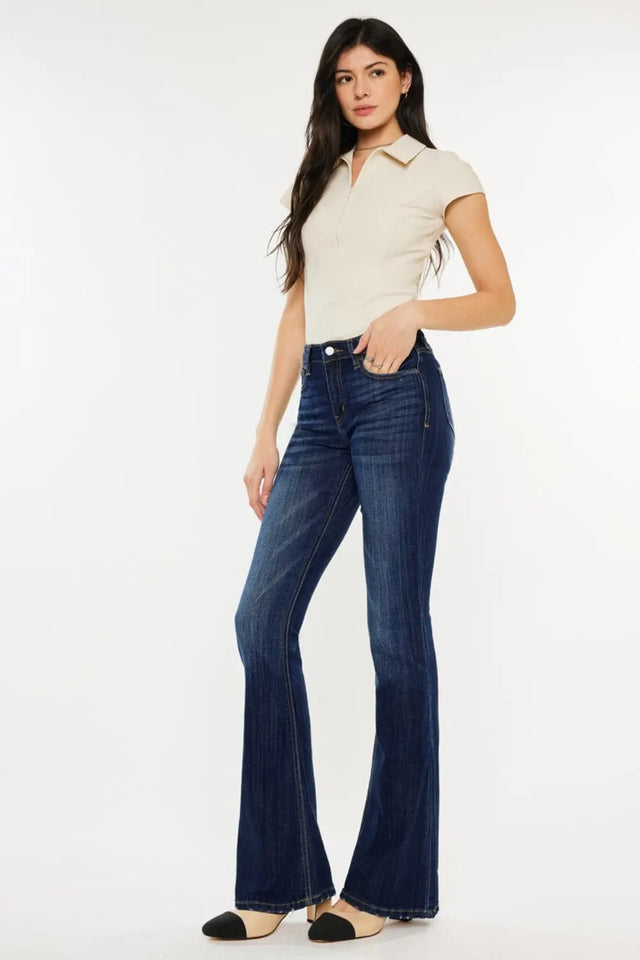 Kancan Full Size Mid Rise Slim Flare Jeans Trendsi Hanalas