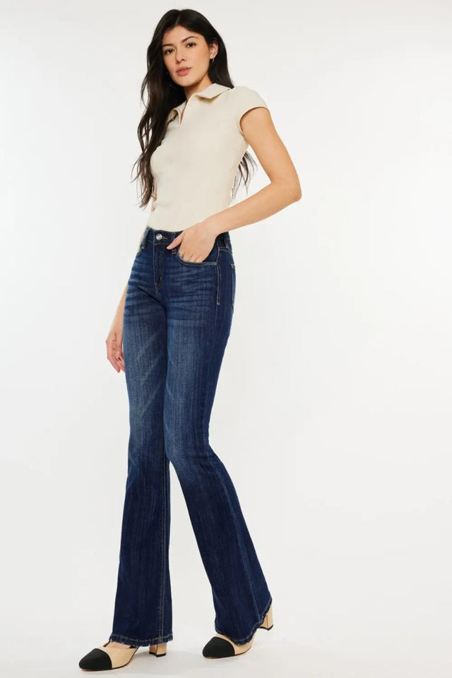 Kancan Full Size Mid Rise Slim Flare Jeans Trendsi Hanalas