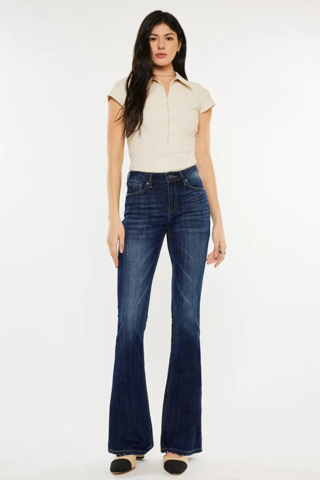 Kancan Full Size Mid Rise Slim Flare Jeans Trendsi Hanalas