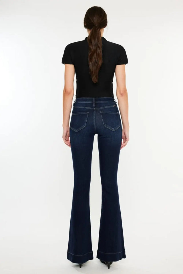 Kancan High Rise Slim Flare Jeans Trendsi Hanalas