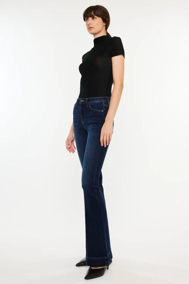 Kancan High Rise Slim Flare Jeans Trendsi Hanalas