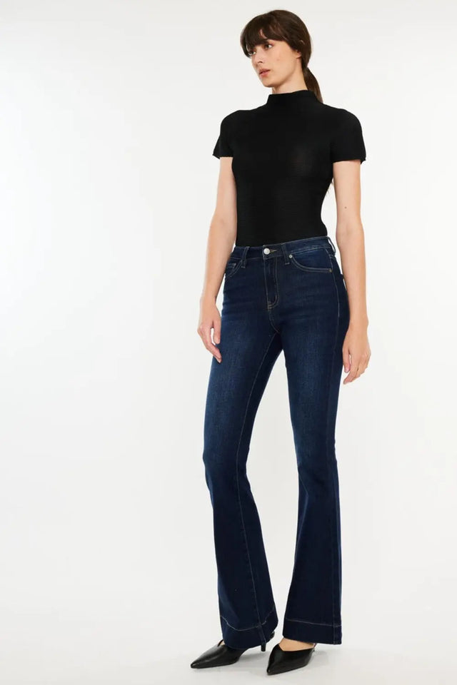 Kancan High Rise Slim Flare Jeans Trendsi Hanalas