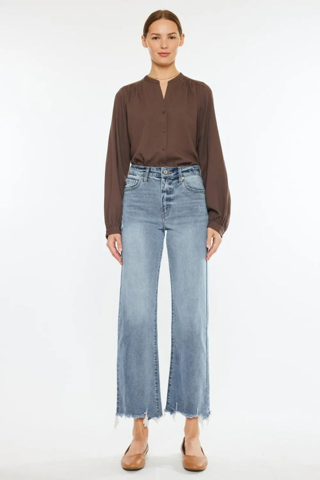 Kancan High Rise Slim Wide Leg Jeans Trendsi Hanalas