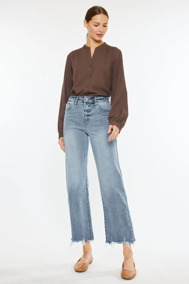 Kancan High Rise Slim Wide Leg Jeans Trendsi Hanalas