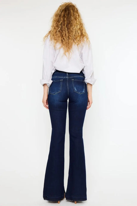 Kancan Mid Rise Slim Flare Jeans Trendsi Hanalas