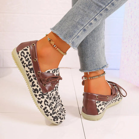 Lace Up Leopard Slip-Ons Trendsi Hanalas