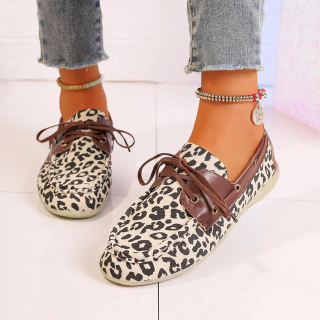 Lace Up Leopard Slip-Ons Trendsi Hanalas