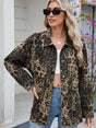 Leopard Button Up Drop Shoulder Denim Jacket | Hanalas