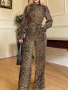 Leopard Flounce Sleeve Wide Leg Jumpsuit Trendsi Hanalas