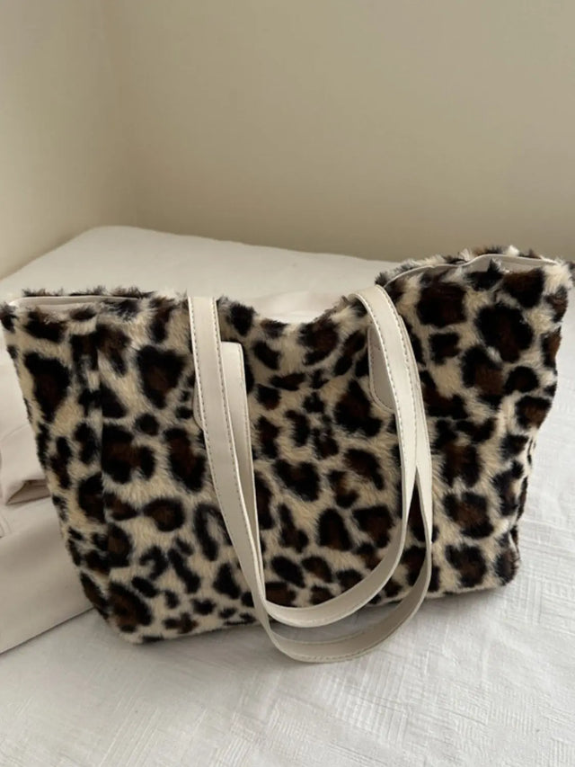 Leopard Fluff Tote Bag Trendsi Hanalas