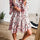 Leopard Notched Long Sleeve Tiered Dress | Hanalas
