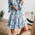 Leopard Notched Long Sleeve Tiered Dress | Hanalas
