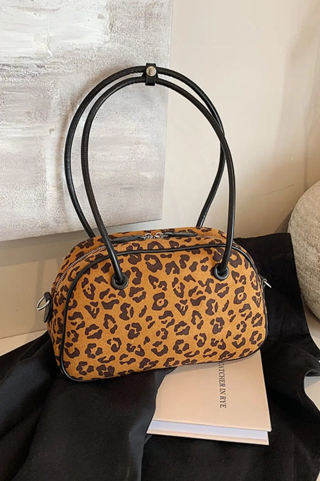 Leopard Suede Medium Shoulder Bag Trendsi Hanalas