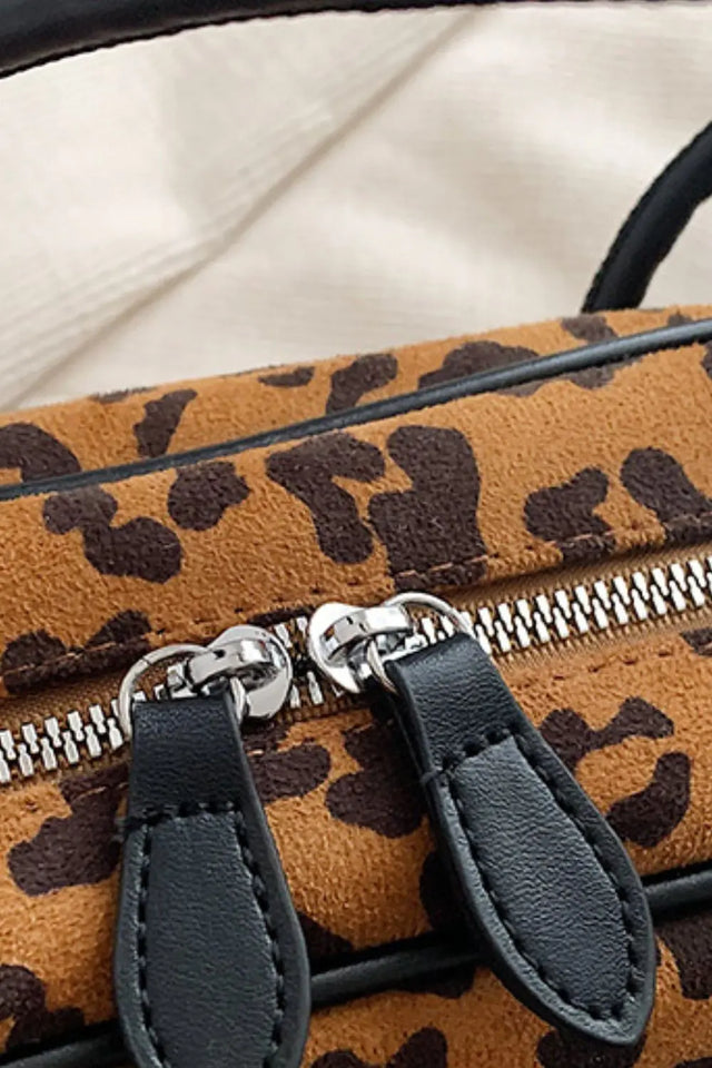 Leopard Suede Medium Shoulder Bag Trendsi Hanalas