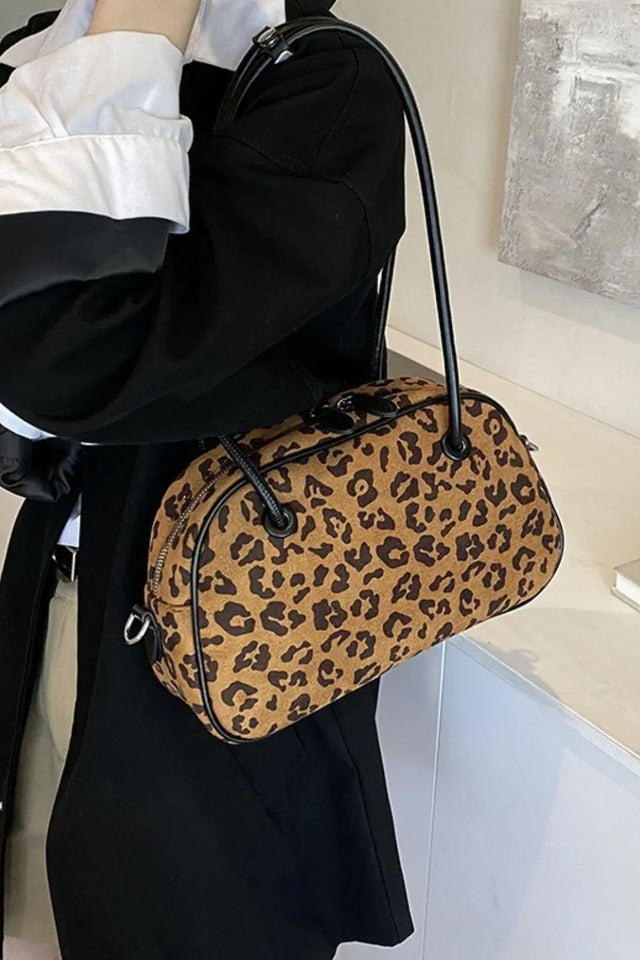 Leopard Suede Medium Shoulder Bag Trendsi Hanalas