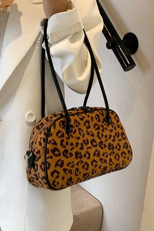 Leopard Suede Medium Shoulder Bag Trendsi Hanalas