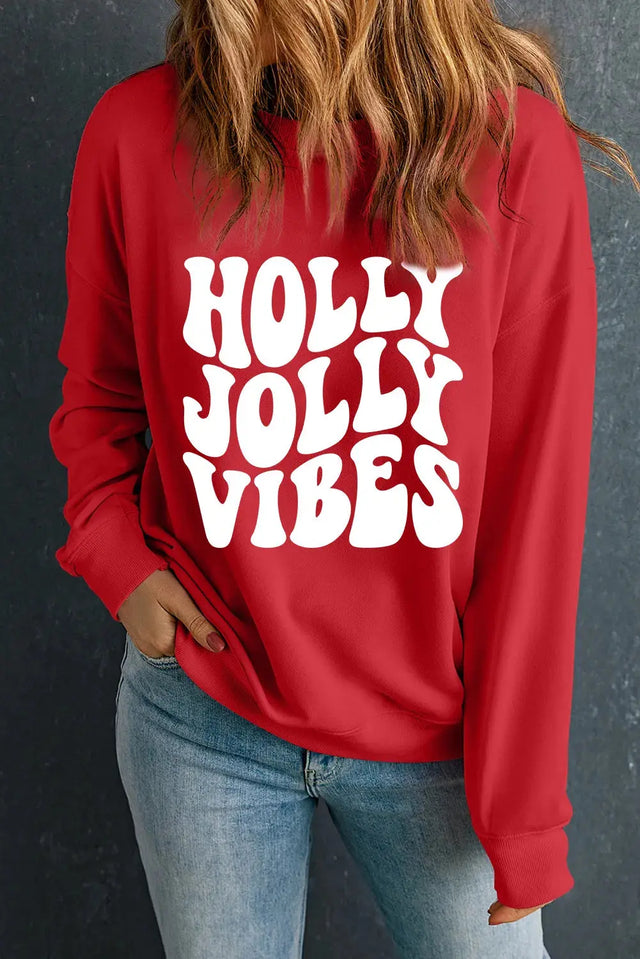 Letter Graphic Round Neck Long Sleeve Sweatshirt Trendsi Hanalas