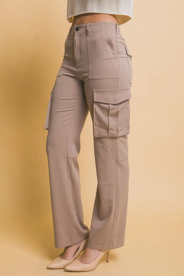 Love Tree High Rise Cargo Pants with Pockets Trendsi Hanalas