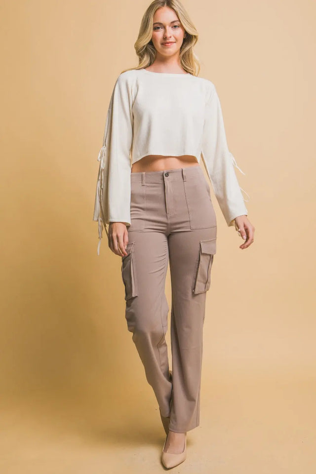 Love Tree High Rise Cargo Pants with Pockets Trendsi Hanalas