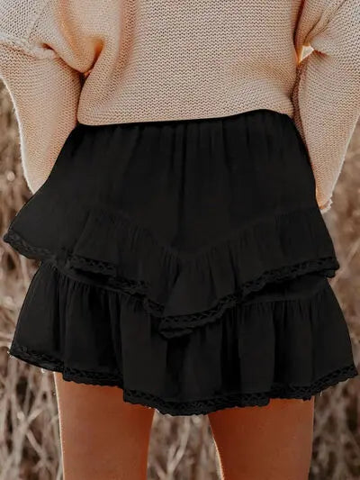 Lovelet Lace Detail Layered Skirt | Hanalas