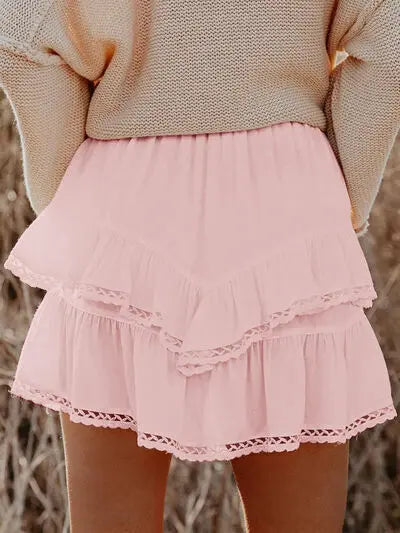 Lovelet Lace Detail Layered Skirt | Hanalas