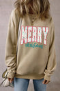 MERRY CHRISTMAS Round Neck Long Sleeve Sweatshirt Trendsi Hanalas