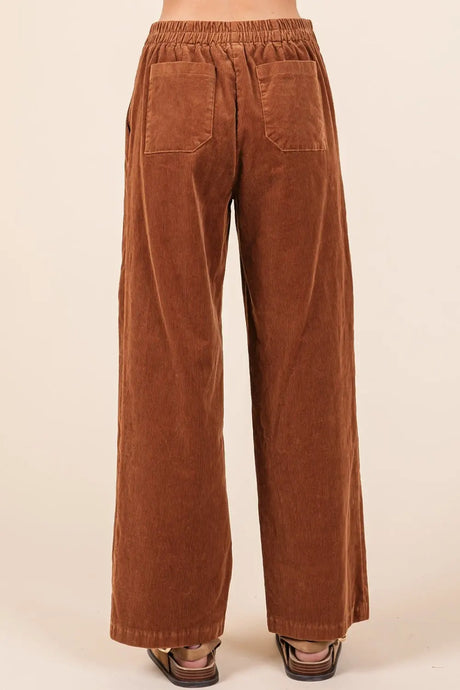 Mittoshop Corduroy Back Elastic Waist Pants Trendsi Hanalas