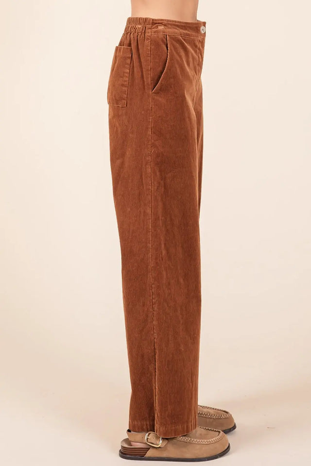 Mittoshop Corduroy Back Elastic Waist Pants Trendsi Hanalas