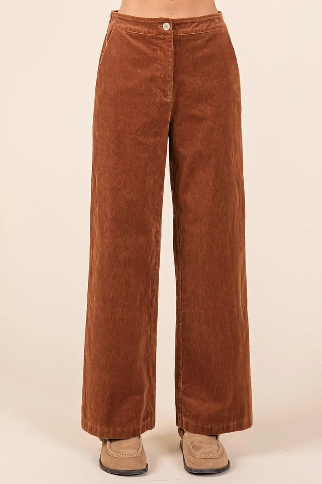 Mittoshop Corduroy Back Elastic Waist Pants Trendsi Hanalas