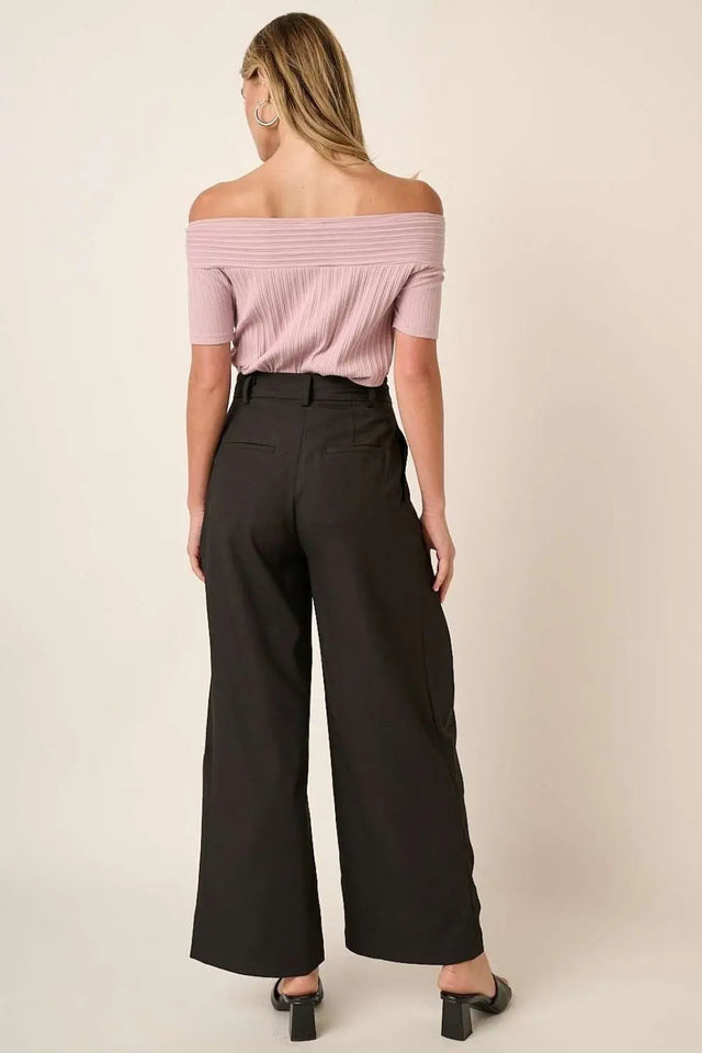 Mittoshop Deep Pleated High Waisted Wide Leg Pants Trendsi Hanalas