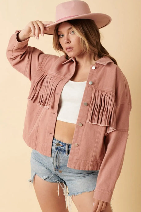 Mittoshop Fringe Detail Cotton Twill Jacket Trendsi Hanalas