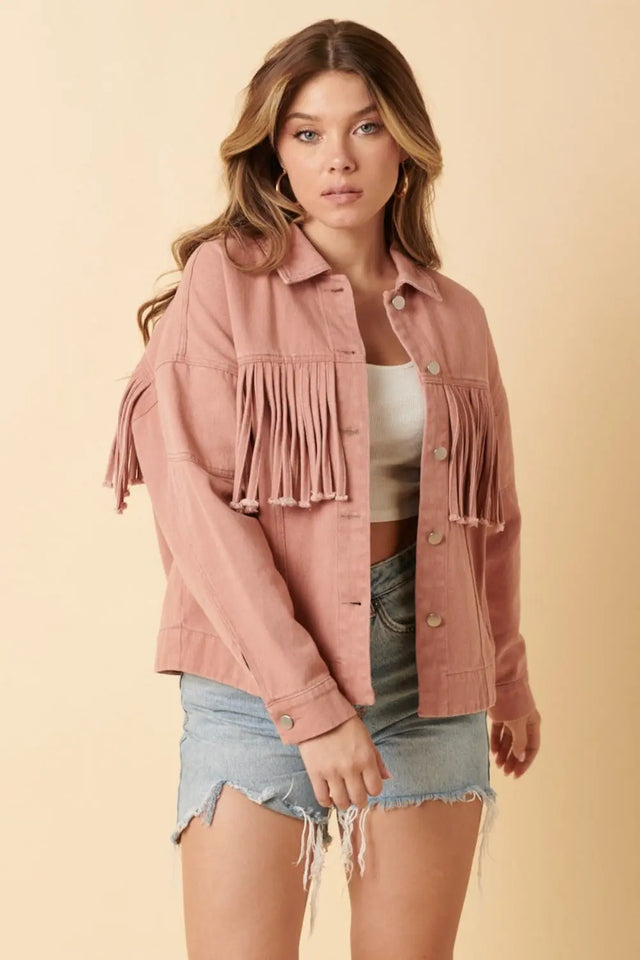 Mittoshop Fringe Detail Cotton Twill Jacket Trendsi Hanalas