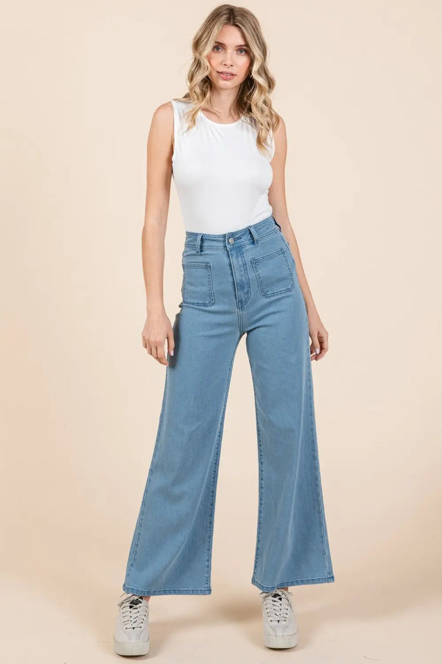 Mittoshop High Waist Wide Leg Jeans Trendsi Hanalas