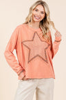 Mittoshop Mineral Wash Star Patch Long Sleeve T-Shirt Trendsi Hanalas